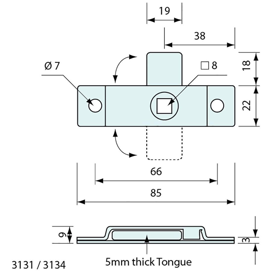 Deadbolt Latch Stainless Steel 85mm
